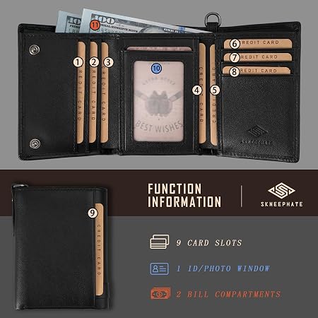 Men's Skull Biker Trifold Wallet – Detachable Chain