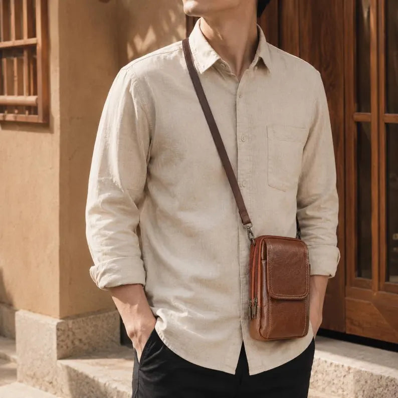 Men's Vegan Leather Crossbody Pouch – Lightweight
