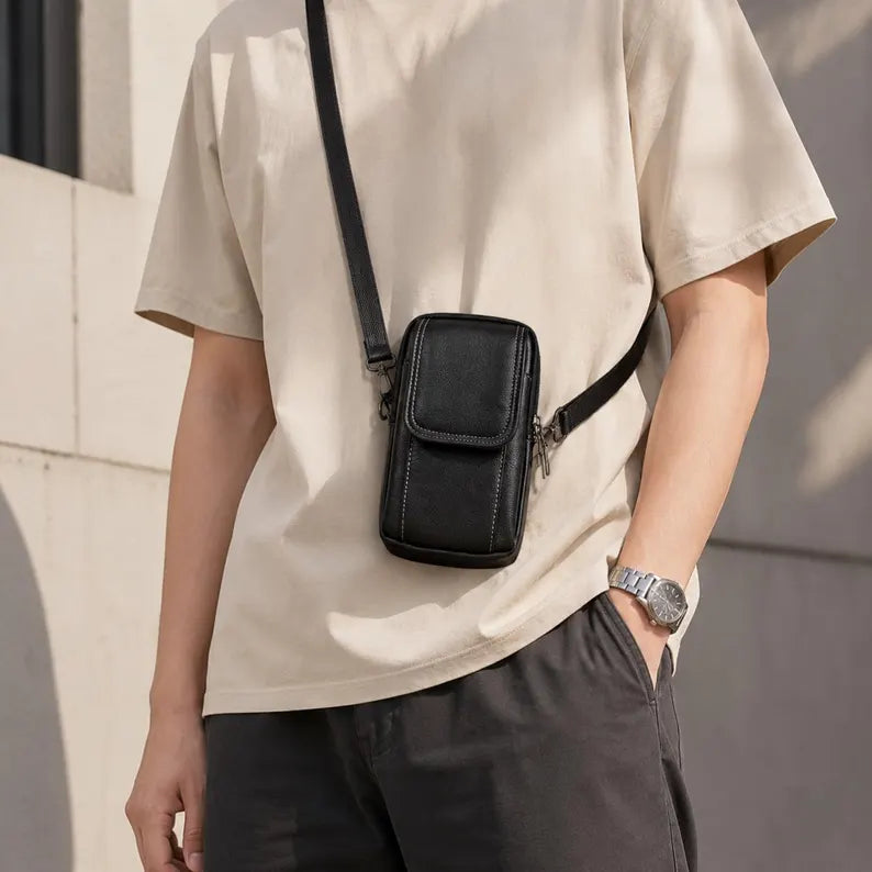 Men's Vegan Leather Crossbody Pouch – Lightweight