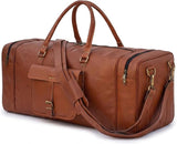 Men's Vintage Leather Duffel with Brass Rivets – 28