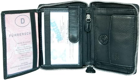 Metal Zip-Around Leather Wallet for Men