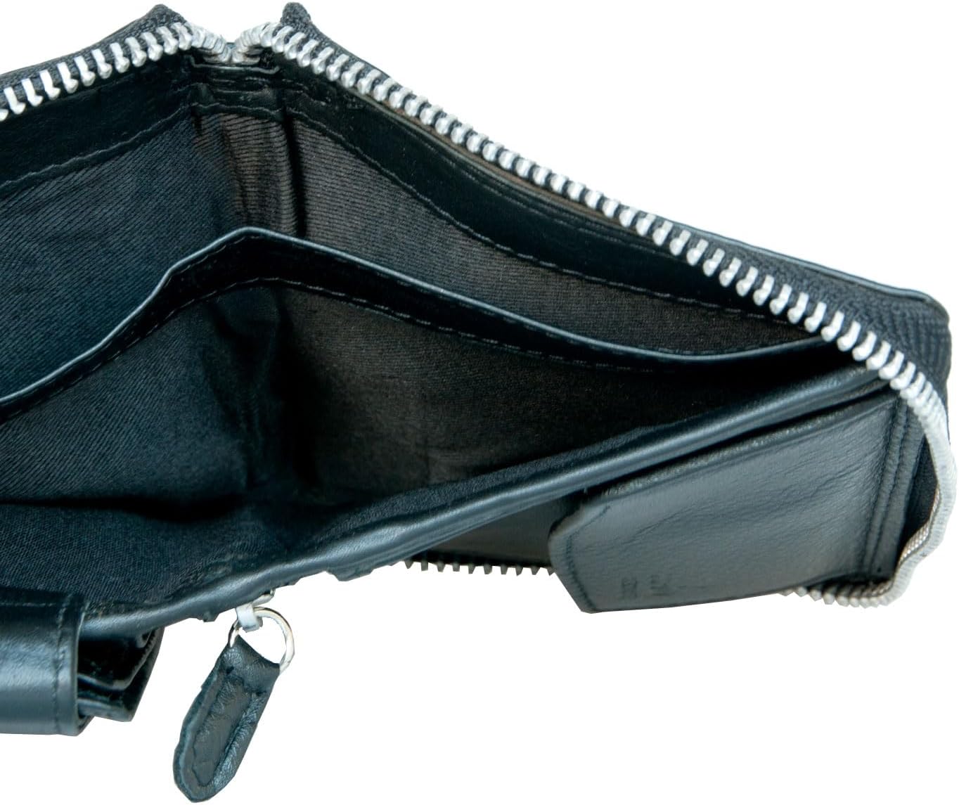 Metal Zip-Around Leather Wallet for Men