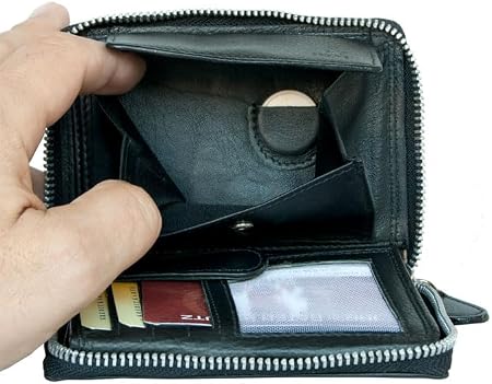 Metal Zip-Around Leather Wallet for Men