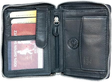 Metal Zip-Around Leather Wallet for Men