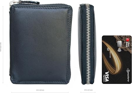 Metal Zip-Around Leather Wallet for Men