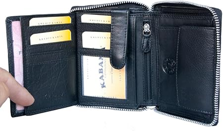 Metal Zip-Around Leather Wallet for Men