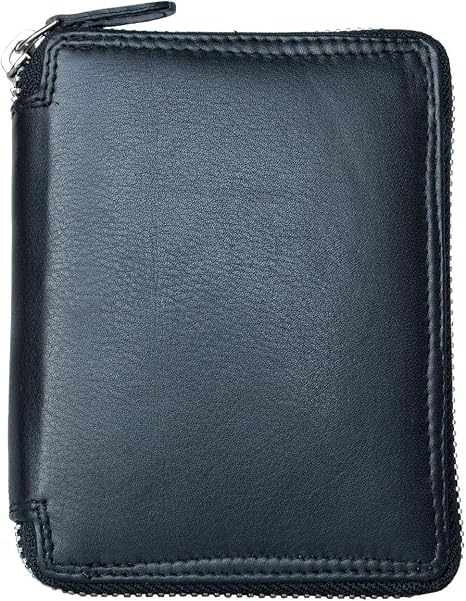 Metal Zip-Around Leather Wallet for Men