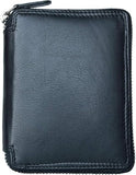 Metal Zip-Around Leather Wallet for Men