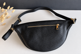 Women's Nappa Leather Hip Bag & Crossbody with Gold or Silver Hardware