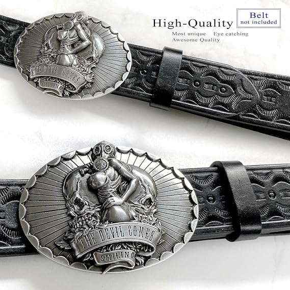 Engraved Replacement Belt Buckle - Skull & Western Motifs
