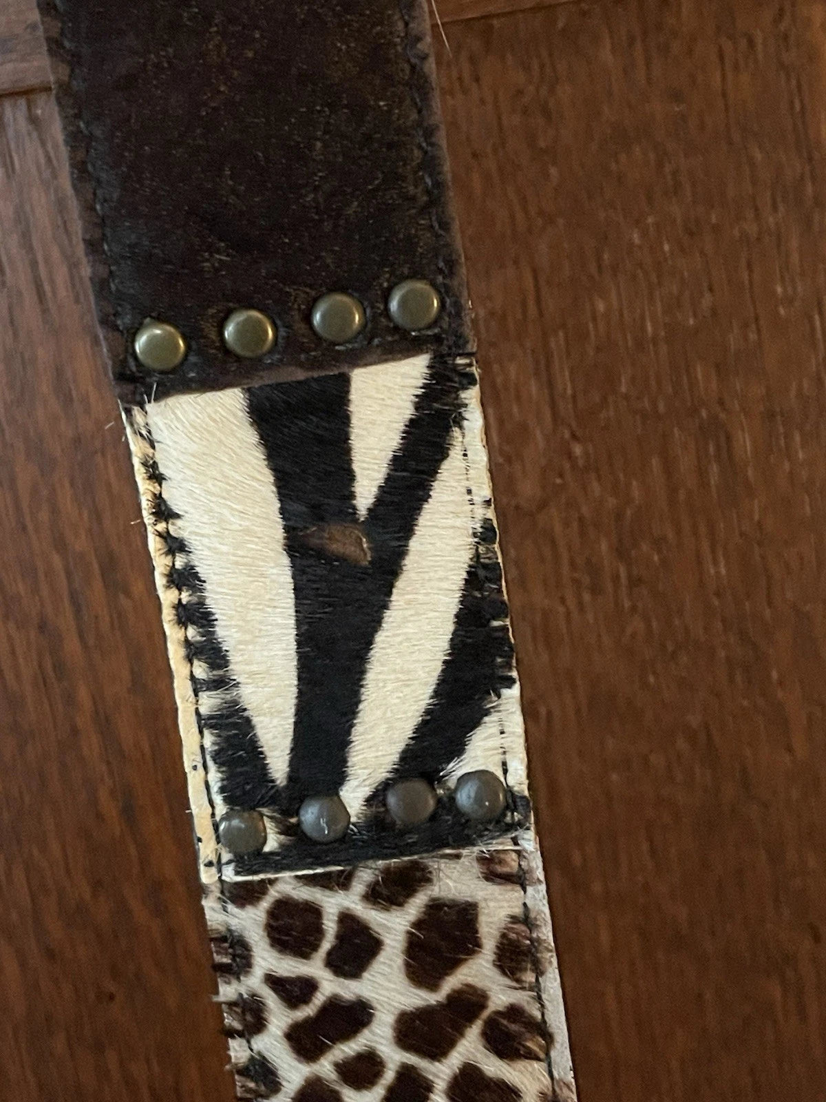 Multi-Pattern Hair-On Hide Belt - Studded Snap Buckle