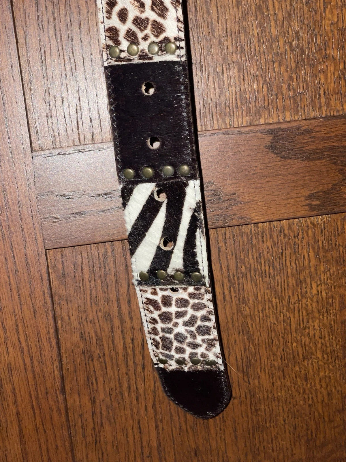 Multi-Pattern Hair-On Hide Belt - Studded Snap Buckle