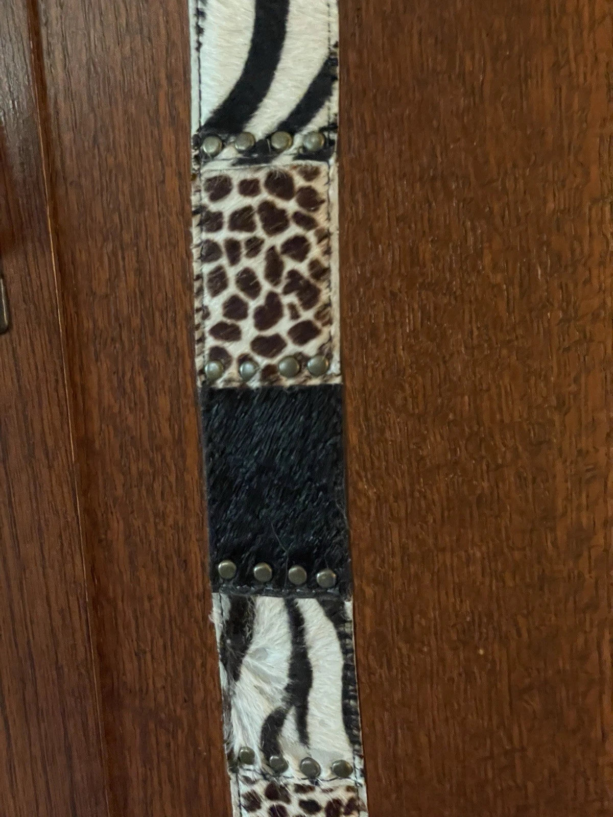 Multi-Pattern Hair-On Hide Belt - Studded Snap Buckle