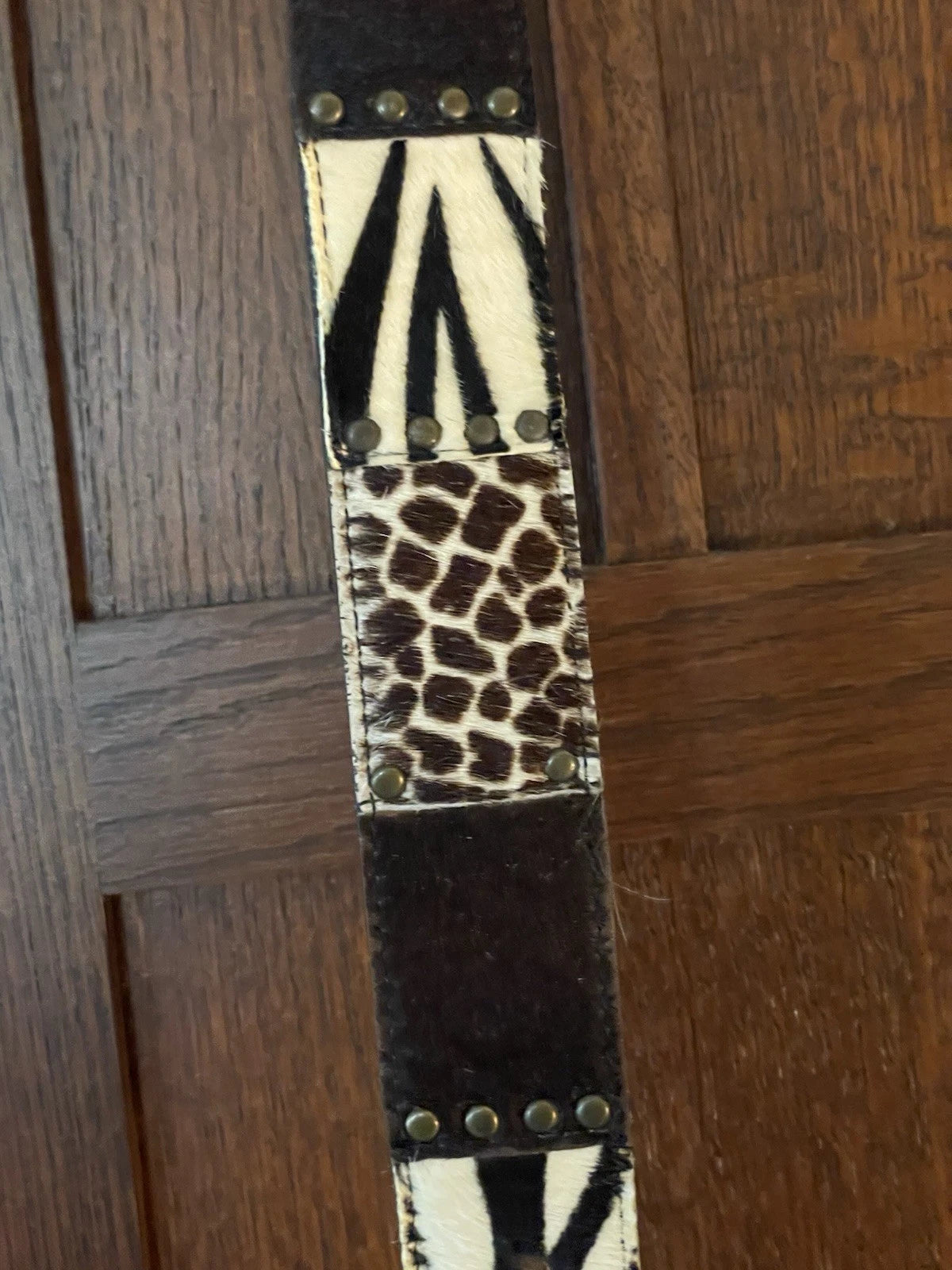 Multi-Pattern Hair-On Hide Belt - Studded Snap Buckle