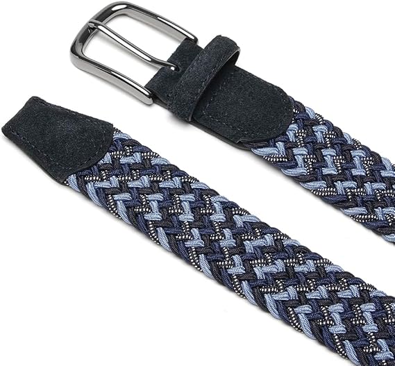 Multicolor Woven Stretch Belt with Zinc Alloy Buckle