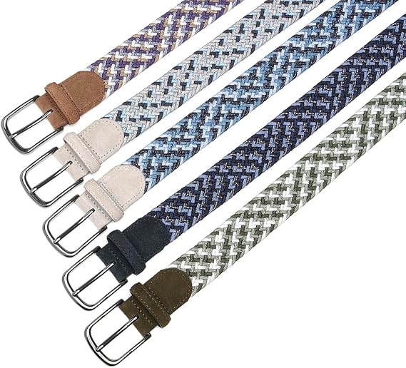 Multicolor Woven Stretch Belt with Zinc Alloy Buckle