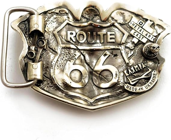 Handmade Nickel Silver Biker Buckle - Skull & Motorcycle
