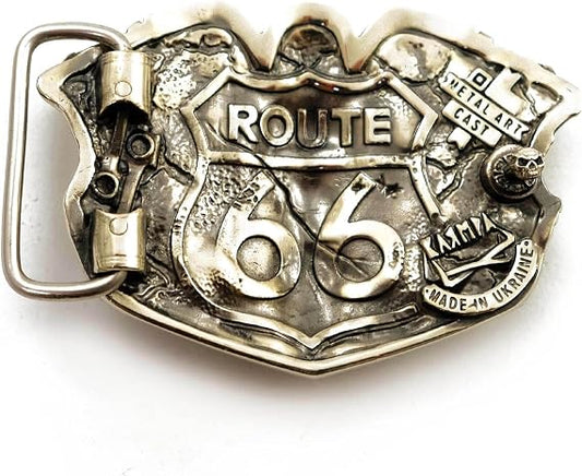 Handmade Nickel Silver Biker Buckle - Skull & Motorcycle