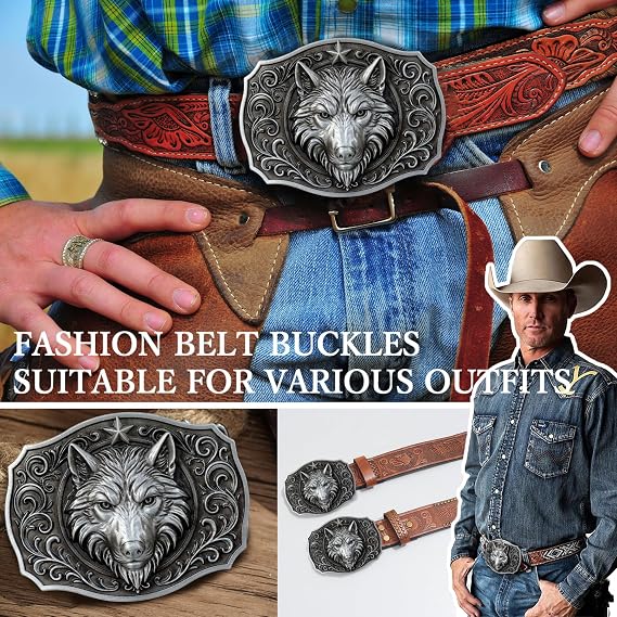 Wolf 3D Western Belt Buckle – Bold Novelty Design