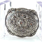 Oval Floral Rhinestone Western Buckle - Silver Plated