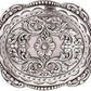 Oval Floral Rhinestone Western Buckle - Silver Plated