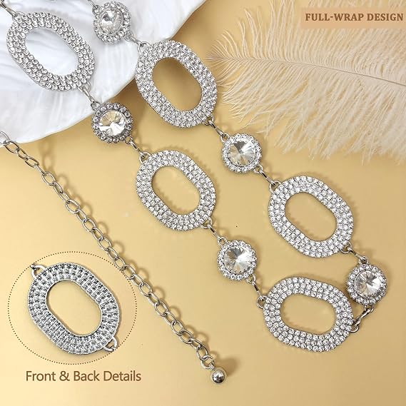 Oval Rhinestone Concho Statement Belt - Heavy Metal Bling