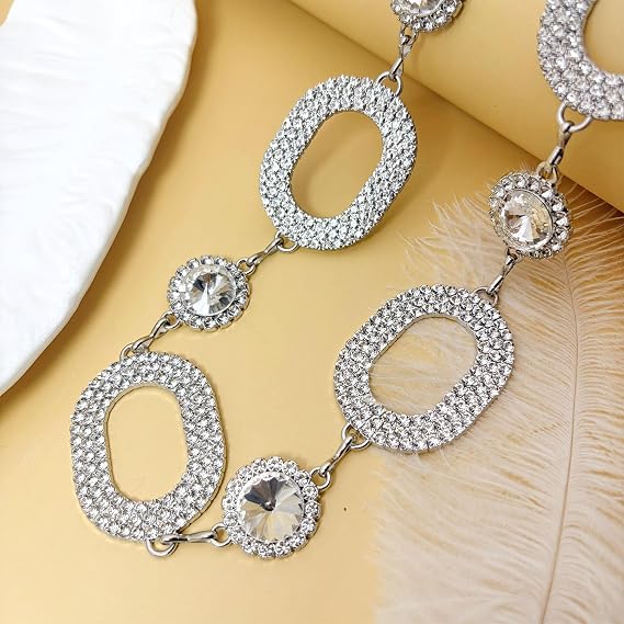 Oval Rhinestone Concho Statement Belt - Heavy Metal Bling