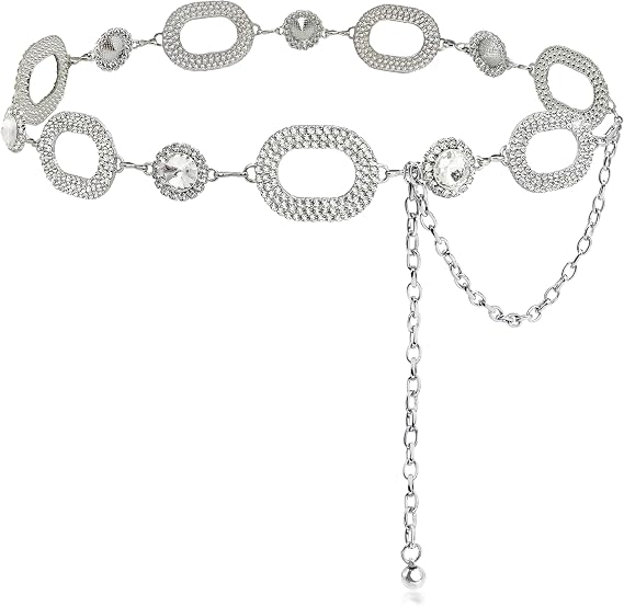 Oval Rhinestone Concho Statement Belt - Heavy Metal Bling
