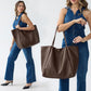 Oversized PU Leather Weekender Tote Bag