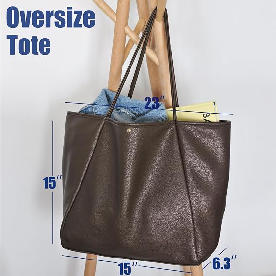 Oversized PU Leather Weekender Tote Bag