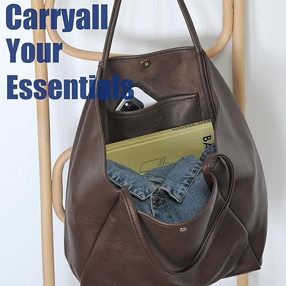 Oversized PU Leather Weekender Tote Bag