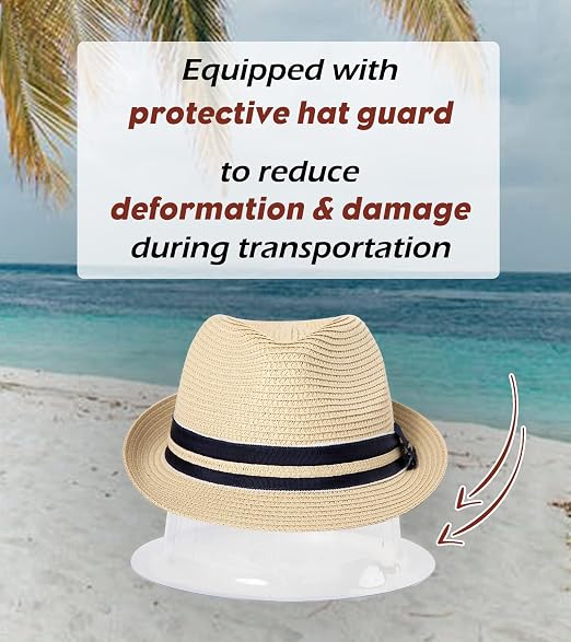 Oversized XXL Straw Fedora Hat - Packable Panama Style
