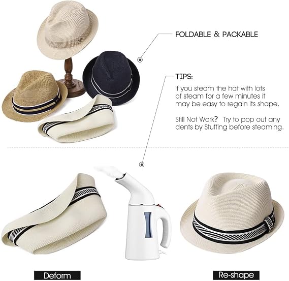 Oversized XXL Straw Fedora Hat - Packable Panama Style