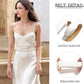 Pearl Buckle Skinny Leather Belt - Elegant Gold Design