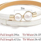 Pearl Buckle Skinny Leather Belt - Elegant Gold Design