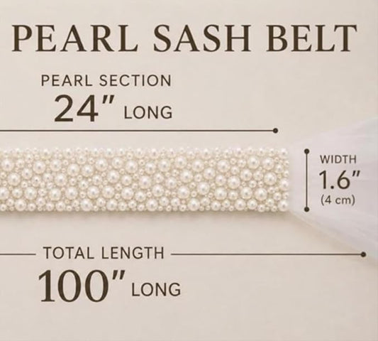 Pearl Tulle Bridal Belt & Headband - 2-in-1 Accessory