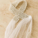 Pearl Tulle Bridal Belt & Headband - 2-in-1 Accessory