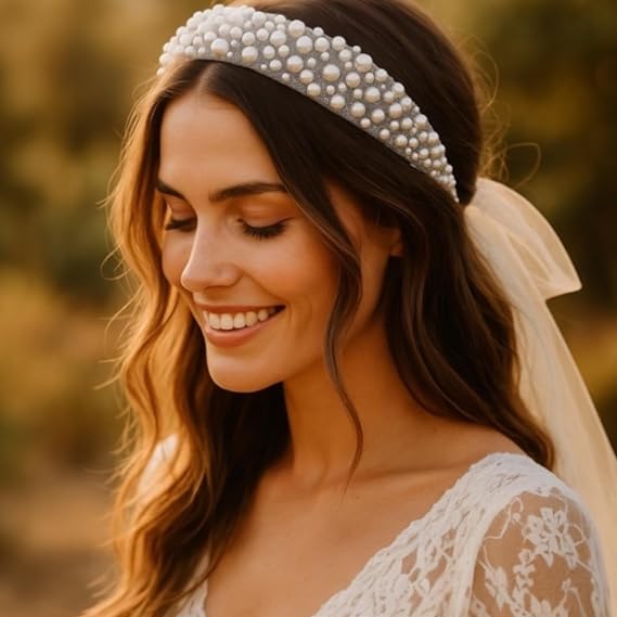 Pearl Tulle Bridal Belt & Headband - 2-in-1 Accessory