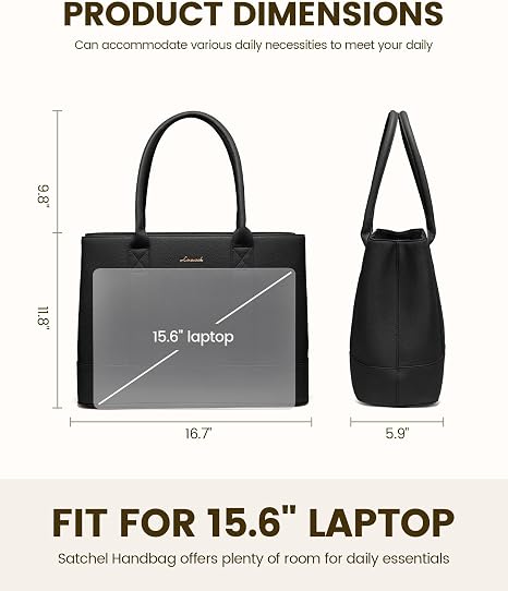Pebbled Vegan Leather Laptop Tote Bag - 15.6