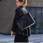 Pebbled Vegan Leather Laptop Tote Bag - 15.6