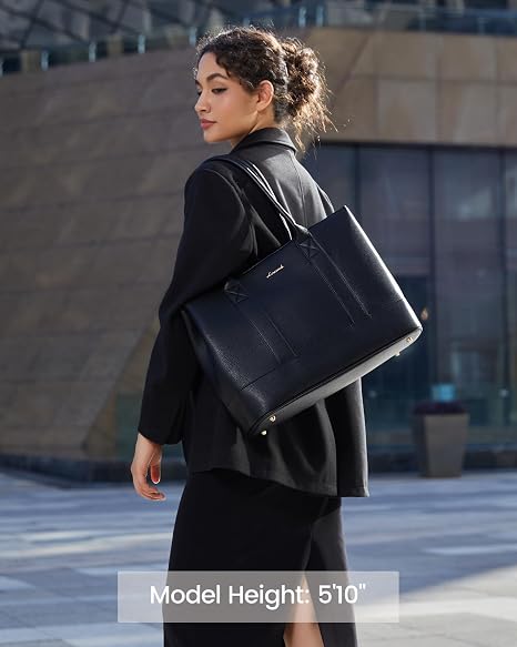 Pebbled Vegan Leather Laptop Tote Bag - 15.6
