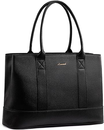 Pebbled Vegan Leather Laptop Tote Bag - 15.6
