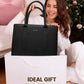 Pebbled Vegan Leather Laptop Tote Bag - 15.6