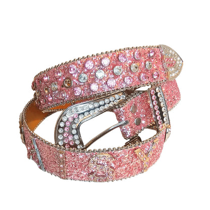 Personalized Custom Name Rhinestone Belt – Dazzling Leather Bling