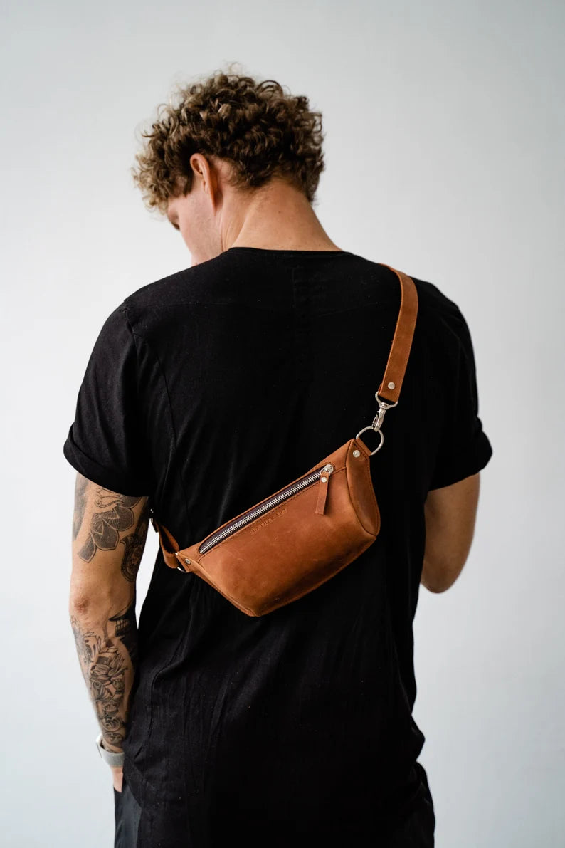Personalized Leather Hip Bag – Embossed Fanny Pack