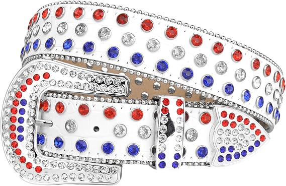 Plastic Buckle Rhinestone Belt - Bling Crystal Cowboy Style
