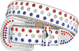 Plastic Buckle Rhinestone Belt - Bling Crystal Cowboy Style