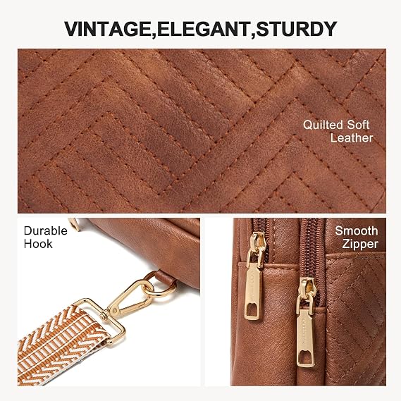 Quilted Leather Sling Bag Crossbody for Women