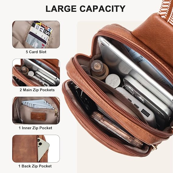 Quilted Leather Sling Bag Crossbody for Women