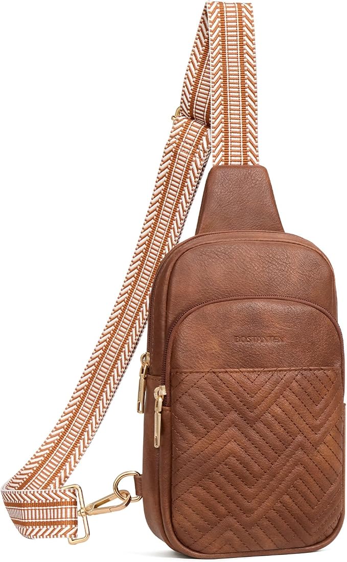 Quilted Leather Sling Bag Crossbody for Women